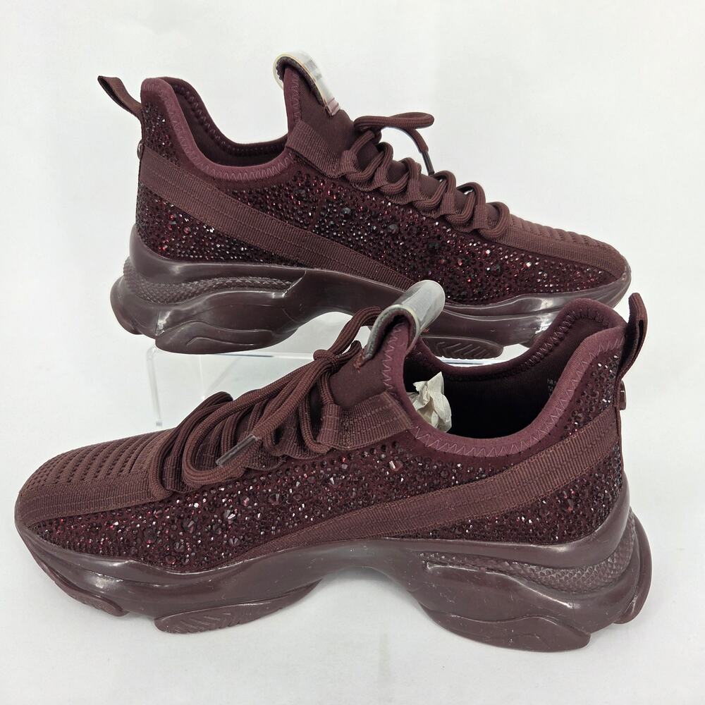 Steve Madden Maxima Sneakers Burgundy Rhinestone Gum Bottom Women's Size 9.5 - Picture 8 of 11